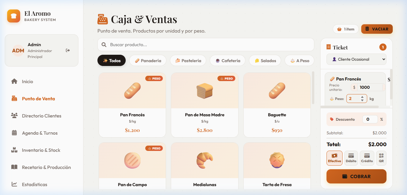 El Aromo — Caja & Ventas